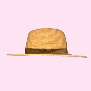 Straw Wide-Brim Sun Hat with Brown Band